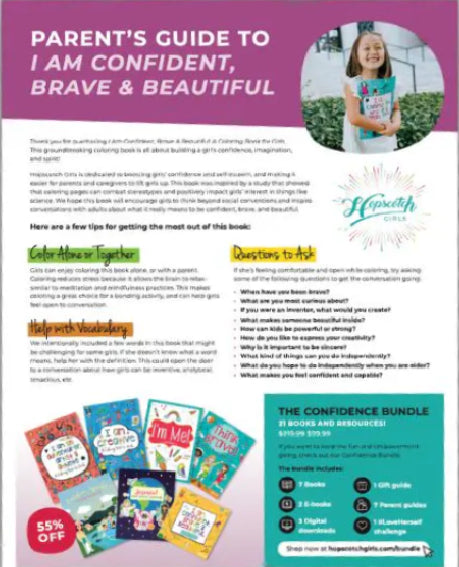 I Am Confident, Brave & Beautiful: A Coloring Book for Girls-Parent guide-Free gift